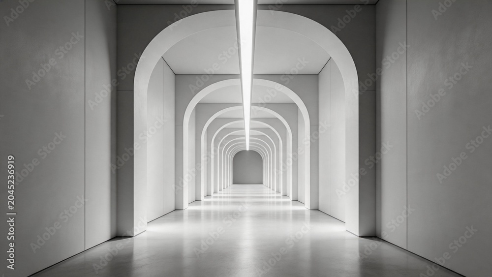 Obraz premium Long corridor with arches