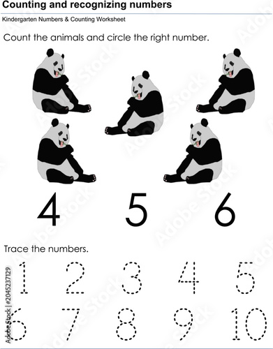 Count and recognize worksheet kindergarten 