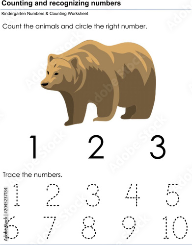Count and recognize worksheet kindergarten 