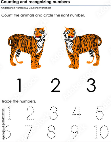Count and recognize worksheet kindergarten 