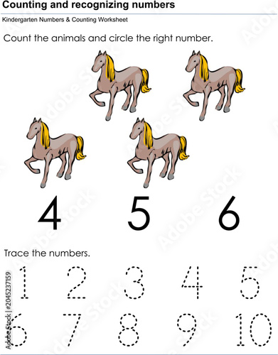 Count and recognize worksheet kindergarten 
