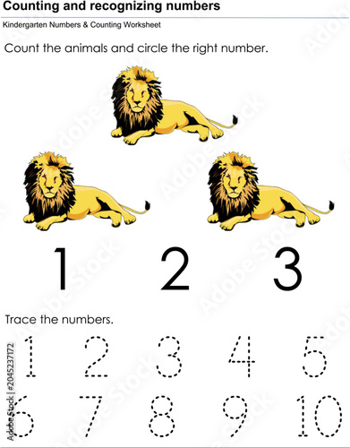 Count and recognize worksheet kindergarten 