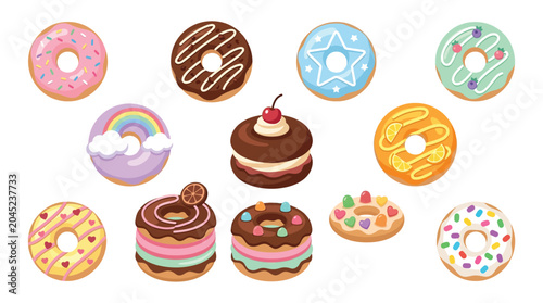 Cuadro en lienzo A delightful collection of colorful and decorative donuts, showcasing various toppings and frosting designs, perfect for sweet treats and baking themes