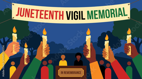 Foto Hands Holding Candles at Juneteenth Candlelight Vigil Memorial