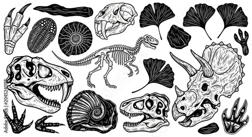Photos Fossilized Remains of Ancient Creatures and Plants, Collection of Prehistoric El