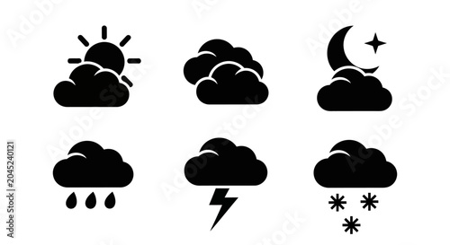 Tableau sur toile A comprehensive collection of weather forecast symbols and meteorological condit