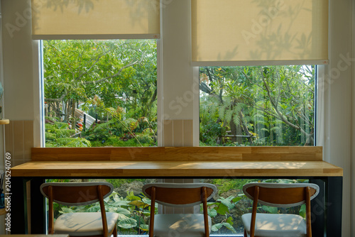 Modern Workspace with Garden View