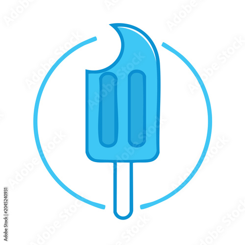 Blue ice pop icon with a bite taken out