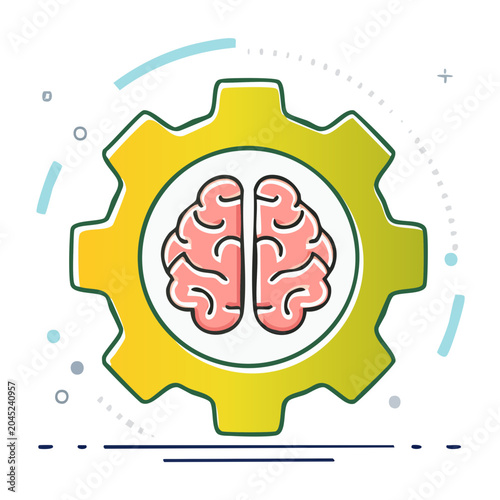 Brain inside a gear icon