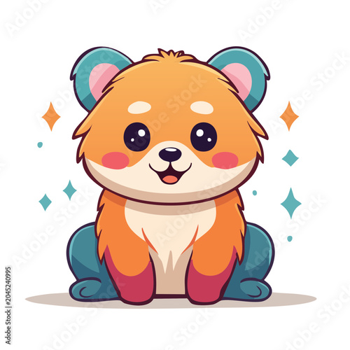 Cute kawaii hamster illustration with sparkles