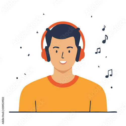 Man with headphones listening to music