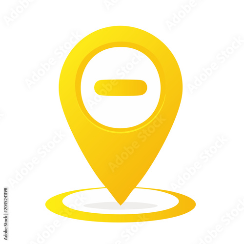 Yellow location pin with minus symbol