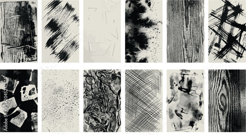 Foto Set of Abstract Artistic Grunge Textures, Hand Drawn Ink and Charcoal Brush Stro