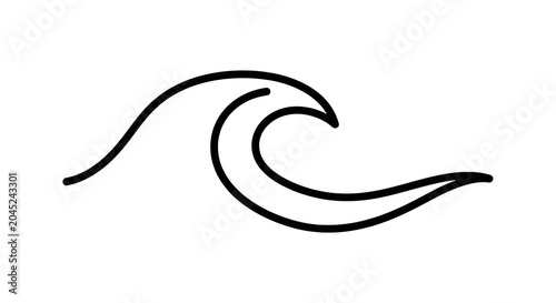 Minimalist ocean wave line art on white background