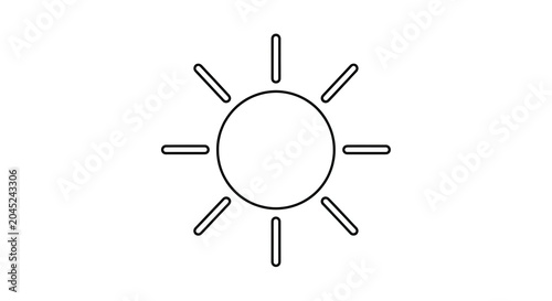 Simple black sun outline icon on white background