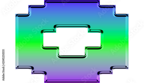 Cuadro en lienzo A gradient puzzle piece with a white cross isolated on transparent background