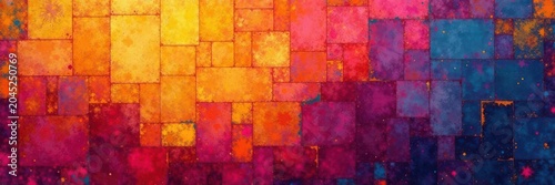 Abstract grunge texture, vibrant color blocks, print, art