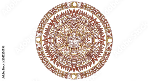 Bild auf Leinwand Aztec Sun Stone Calendar Ancient Mesoamerican Artifact.