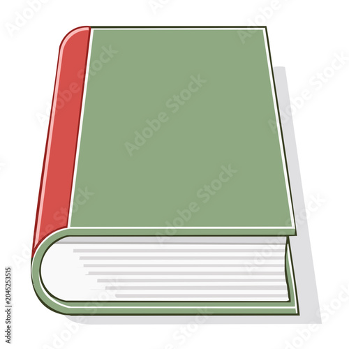 Flat design illustration of a closed book with green cover