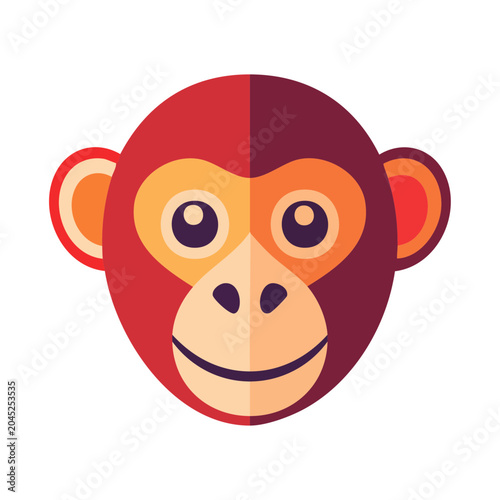 Flat design monkey face icon