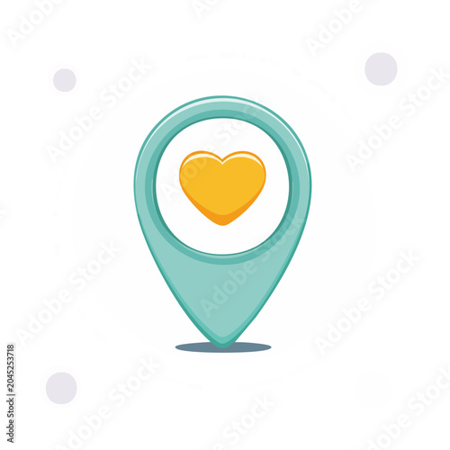 Teal location pin with yellow heart icon