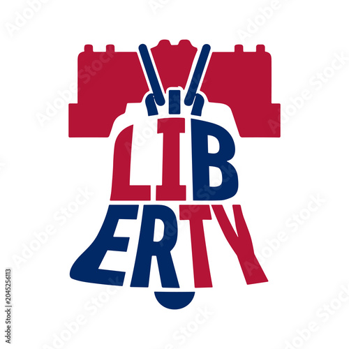 Liberty Bell Patriotic Typography Vector Design, American Freedom Symbol for Independence Day Celebration
