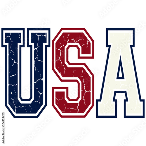 Distressed USA Letters American Flag Collegiate Font