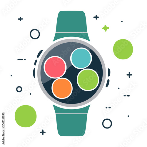 Flat design smartwatch icon with colorful app icons
