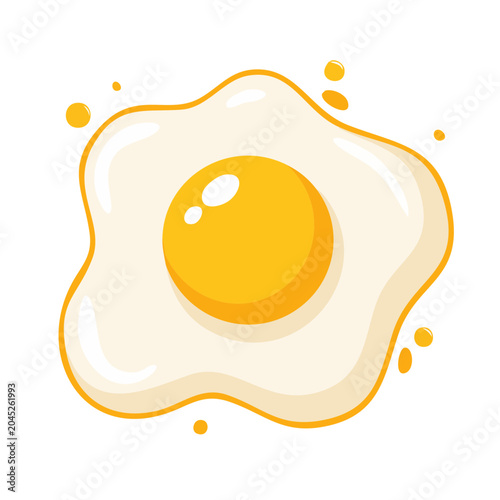 Flat illustration of a fried egg with a white background
