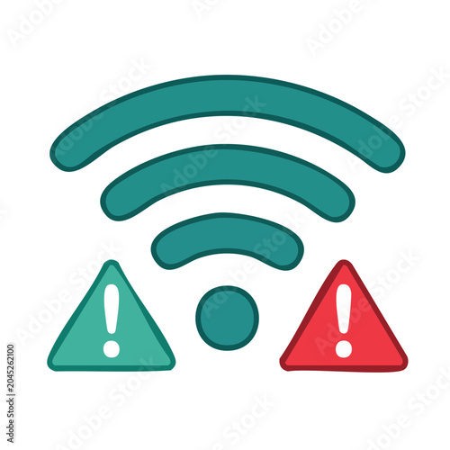 Wifi signal error with warning signs