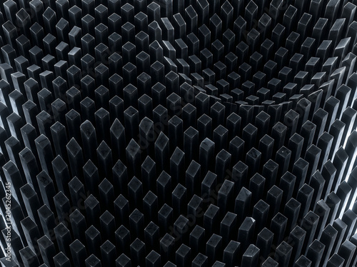 Abstract geometric mesh texture with intricate diamond pattern in moody black and deep shadowed contrast