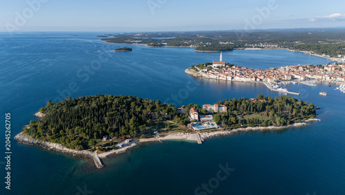 Bild auf Leinwand Saint catherine island and rovinj town panorama