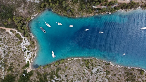 Fotografía Zavala cove hvar island croatia with boats on blue sea