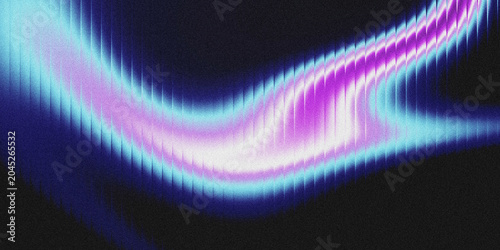 Foto Abstract grainy gradient wave background with vertical spike groove textures, cool cyan-purple neon color blend on dark black noisy backdrop