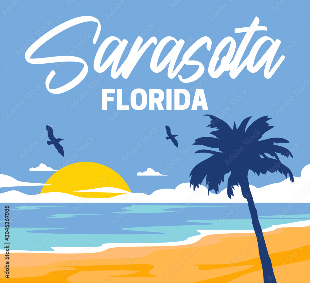 Obraz premium Sarasota Florida with beautiful views and tree silhouettes