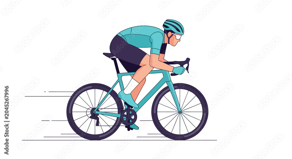 Fototapeta premium Illustration of a professional cyclist riding a road bike at high speed
