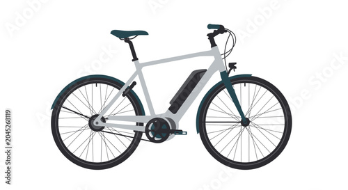 A modern electric bicycle illustration on a white background.
