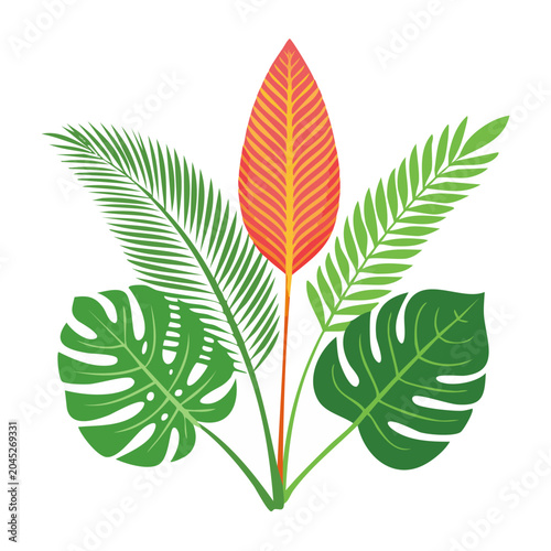 Tropical leaves bouquet illustration in flat design