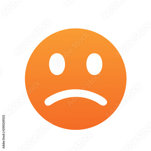 Sad face icon with orange gradient on white background