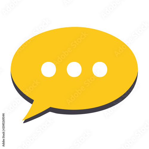 Yellow speech bubble with three dots on white background