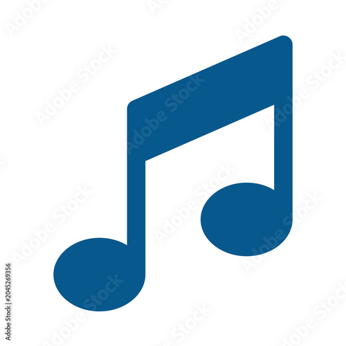 Canvastavla Blue eighth note musical symbol isolated on transparent background