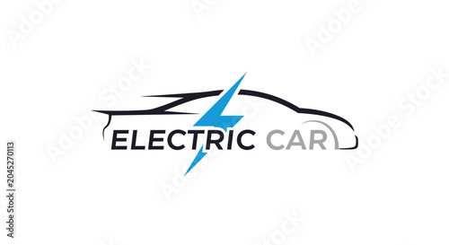 Electric car logo with lightning bolt and sleek design.