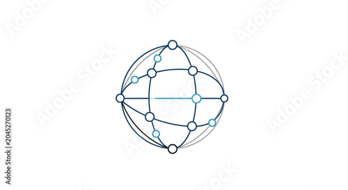 Cuadro en lienzo Global network connections with nodes and lines.