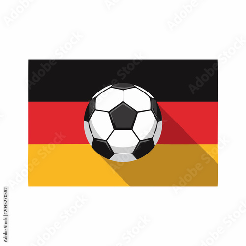 German Soccer Ball on Germany National Flag Flat Vector Illustration.
