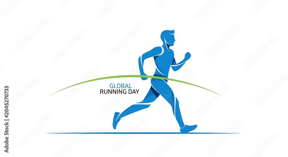 Fototapeta premium Blue silhouette of a running athlete in motion.