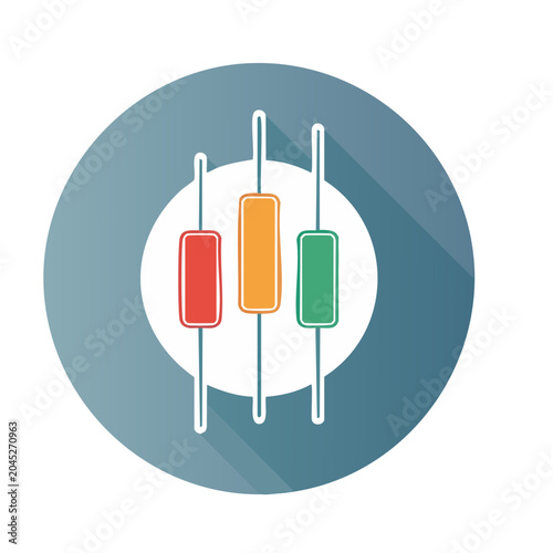 Candlestick chart icon with long shadow