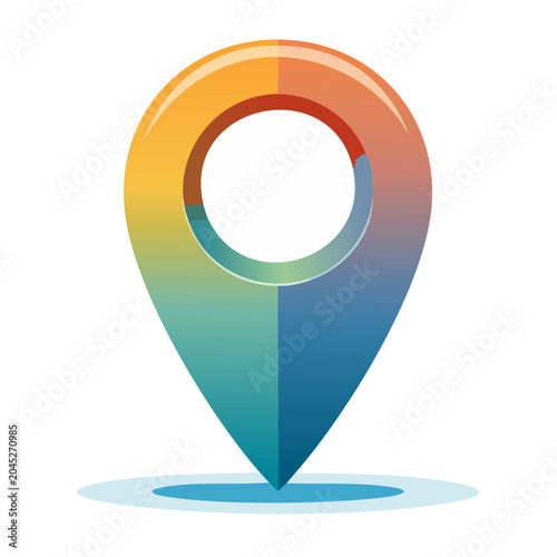 Colorful map pin icon on white background