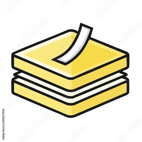 Yellow sticky note icon with a peeling corner