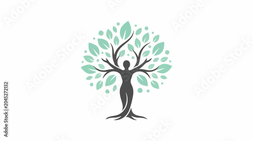 Minimalist Human Tree Logo Vector Graphic Design For Commercial Use