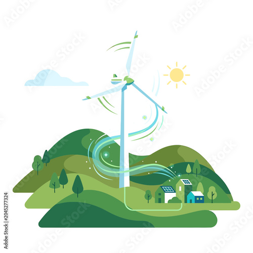 Sustainable Wind Power Landscape with Homes